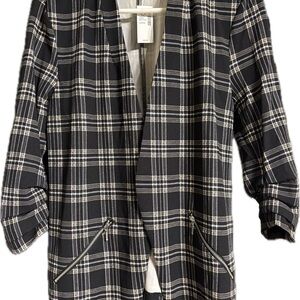 Maurices Plaid Open-Front Blazer with Zip Pockets